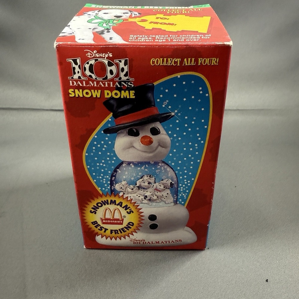 McDonalds Disney 101 Dalmations Snow Dome Globe Snowman's Best Friend 1996 w Box
